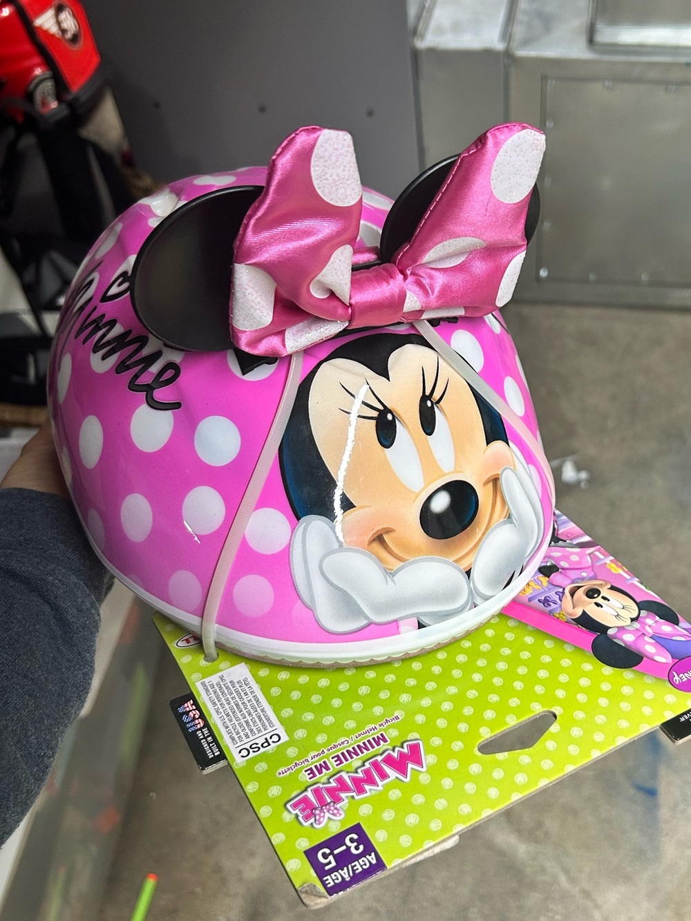 Disney Minnie Mouse Pink Polka Dot Kids Helmet with Bow Ears